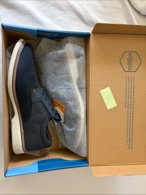 Nunn Bush Men’s Navy Knit & Dark Blue Leather-Trim shoes